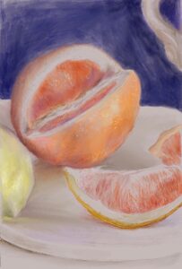 Digital drawing created with Procreate on IPad Colorful drawing of an orange, a lemon, and orange slices